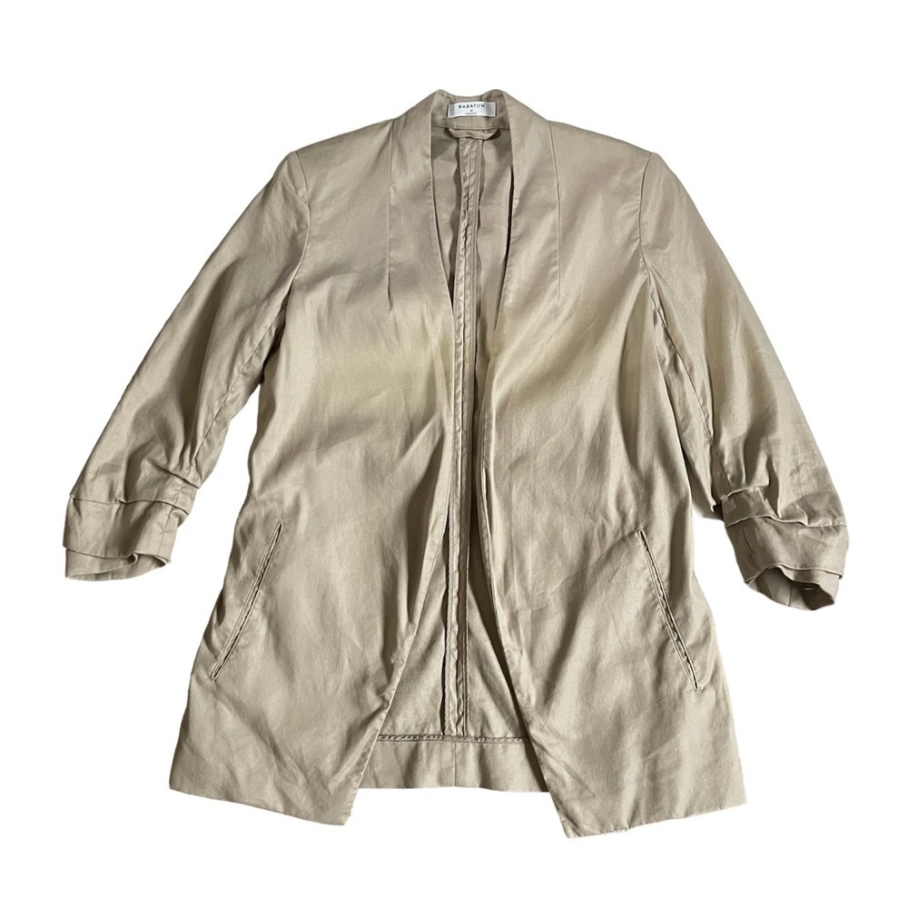 Babaton Aritzia Tan Linen Blend Power Hip Open-front Blazer US 0